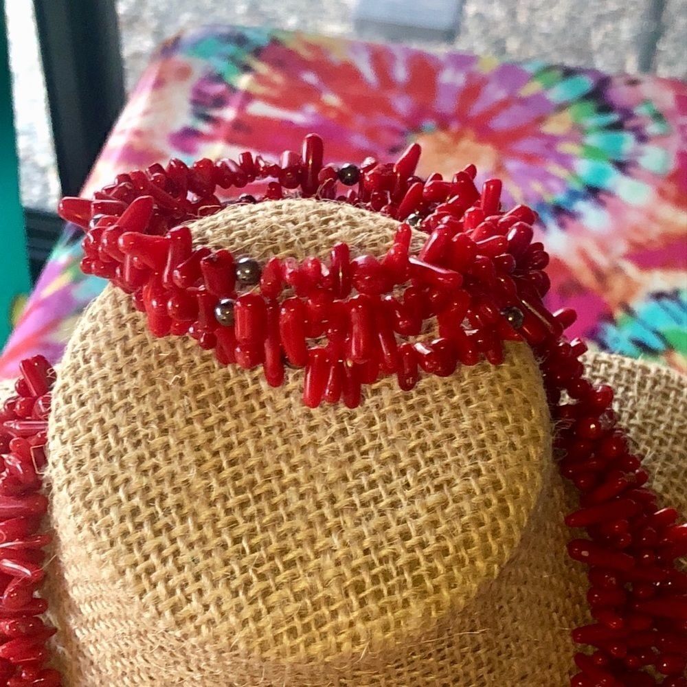 Artisan Handcrafted Authentic Red Branch Coral Multi Strand Necklace & Bracelet - Picture 3 of 12